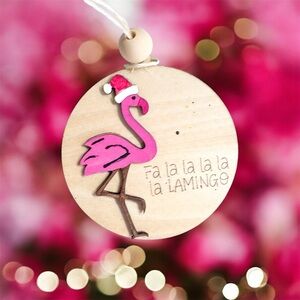 3/$15 Handcrafted Flamingo Christmas Ornament – “Fa la la la LAMINGO”